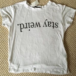 "stay weird" brandy Melville crop top