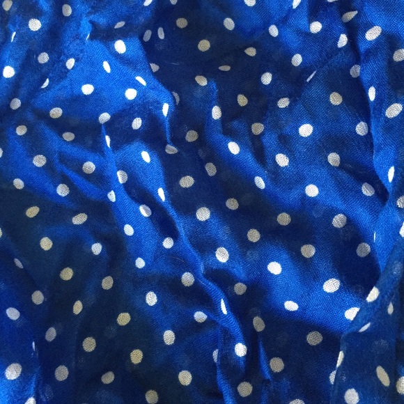Blue and white polka dot scarf - Picture 2 of 2
