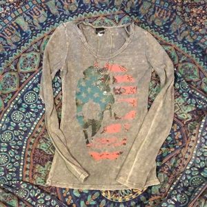 Grey Americana Skull tee