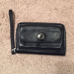 Black leather coach wallet/wristlet