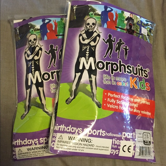2 boys skeleton morph suits size L