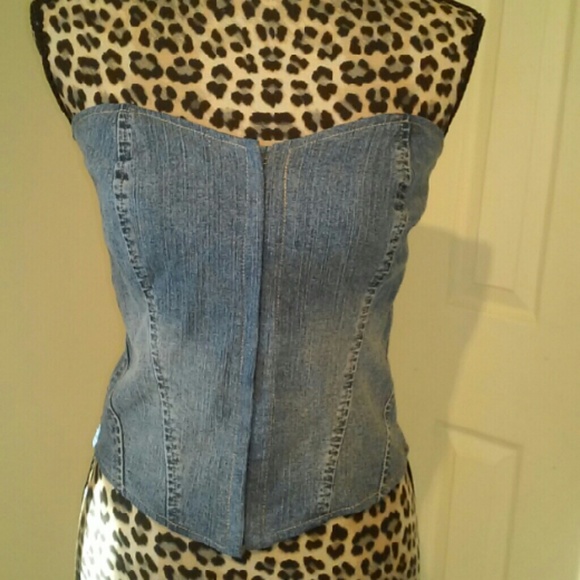 Denim corset hook&eye front