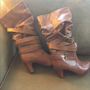 Light brown slouch boots