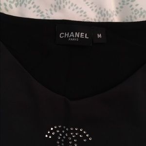 Chanel rhinestone spaghetti strap tank top