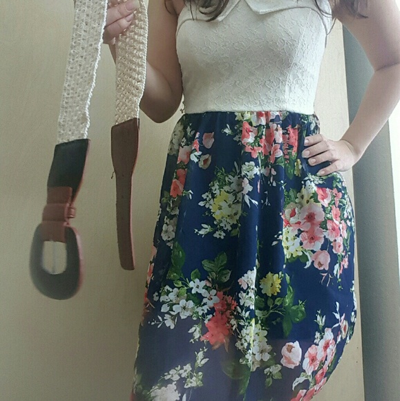 Brand New Floral Mini Dress with Belt