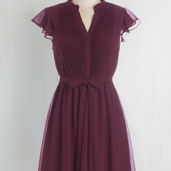 Modcloth burgundy chiffon dress