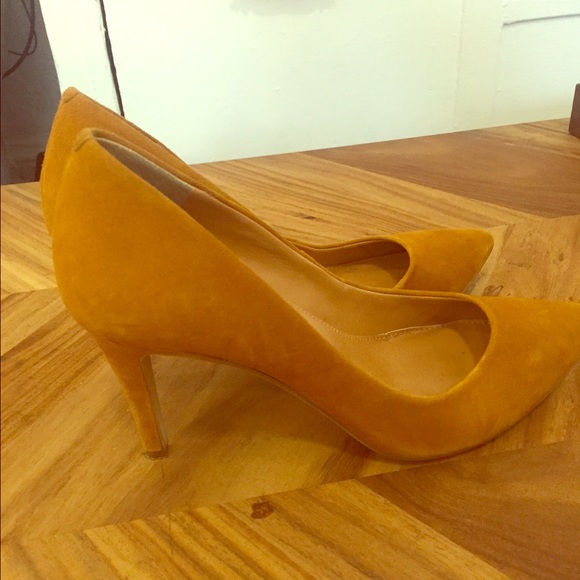 J. Crew suede pumps, 3.5" heel, color burnt sienna