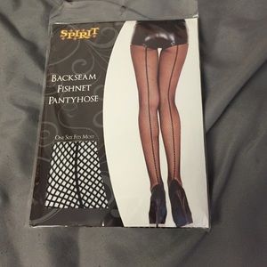 Backseat fishnet pantyhose.