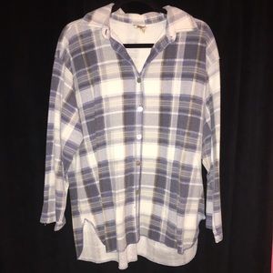 Lightweight navy blue & white Flannel
