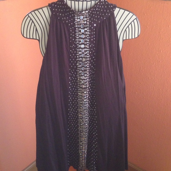 Glam rhinestone long black top