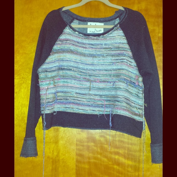 Free People Cropped Sweatshirt w/Yarn Threading