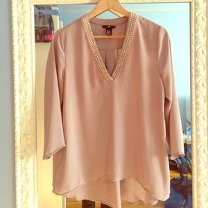 Blush pink hi-low blouse