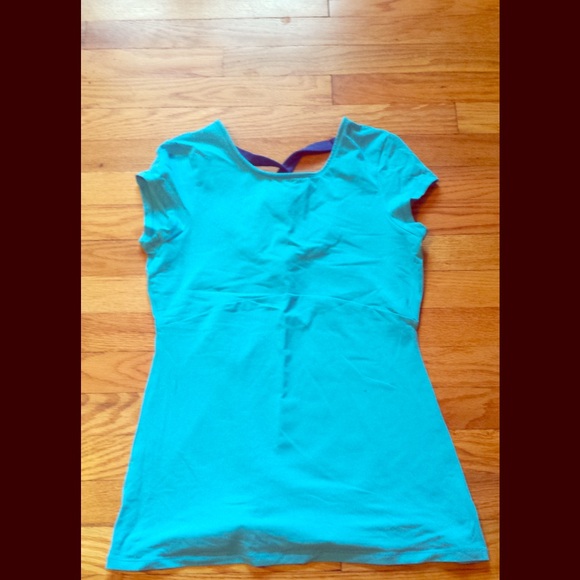 Lucy Baby Blue Fitted Tee w/cross back detailing