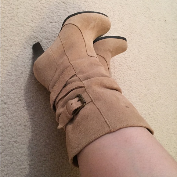 Cream suede boots