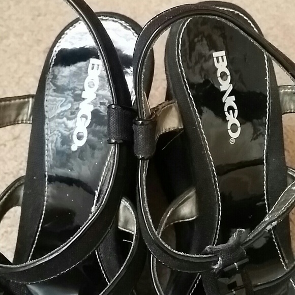 SOLDblack rhinestone sandals sz 10 - Picture 3 of 4