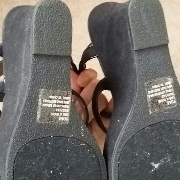 SOLDblack rhinestone sandals sz 10 - Picture 4 of 4