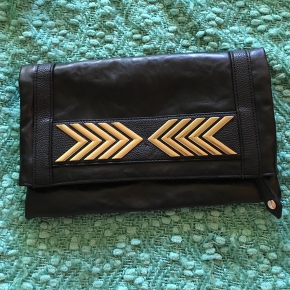 Black leather clutch NWOT