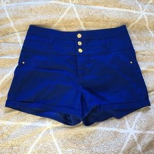 Blue High-Waisted Shorts