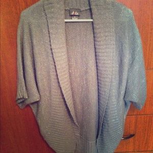 Sparkly Gray Open Front Cardigan