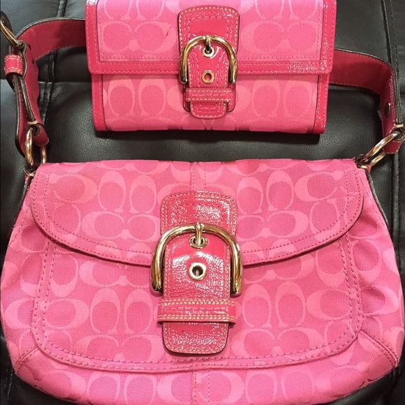 Coach Pink Purse and Wallet set