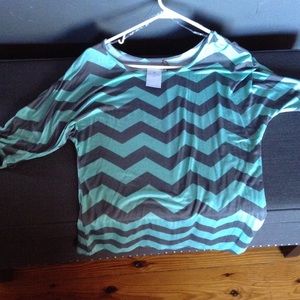 Cute Mint/ Grey Chevron top