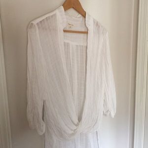 Silence + Noise Windowpane Surplice Tunic Top