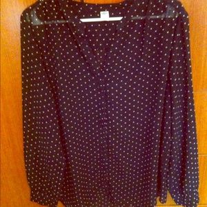 Old Navy Black Polka Dot Blouse