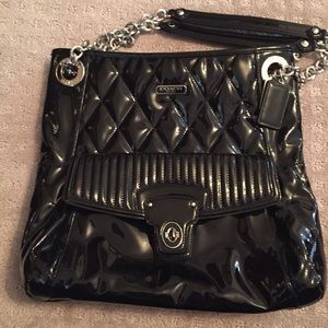 Coach Black Patent Leather Quilted Bag