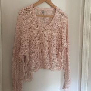 Ecoté Fuzzy Crop Top V-Neck Sweater