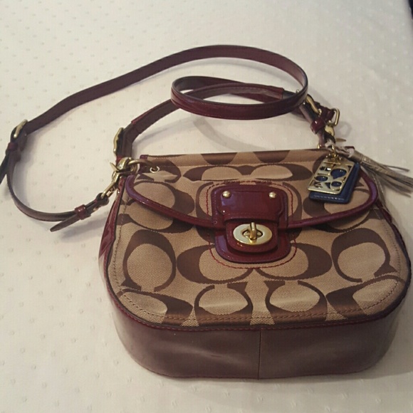 Coach Signature & Crimson Patent leather
