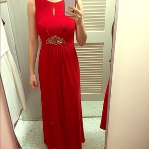 Floor length red dress