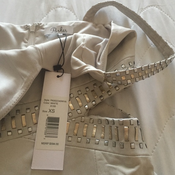 NWT Parker White Leather Rune Dress - Picture 5 of 5