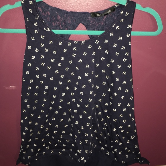 Hi-low navy blue anchor tank top