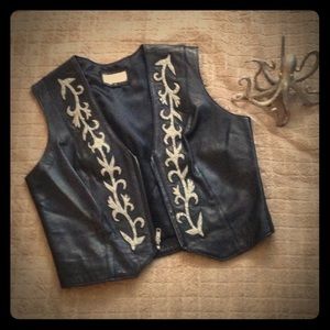 Zip-front leather vest