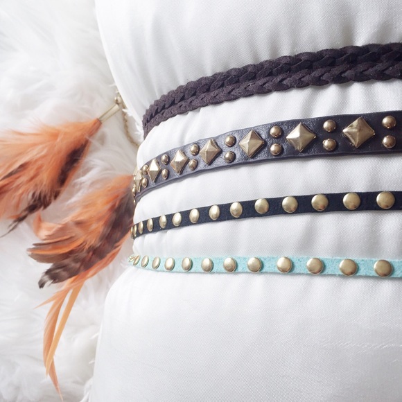 Bundle of Four (4) Headbands and Feather Necklace