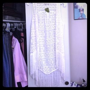 Hippie Crochet Fringed Cardigan NWT