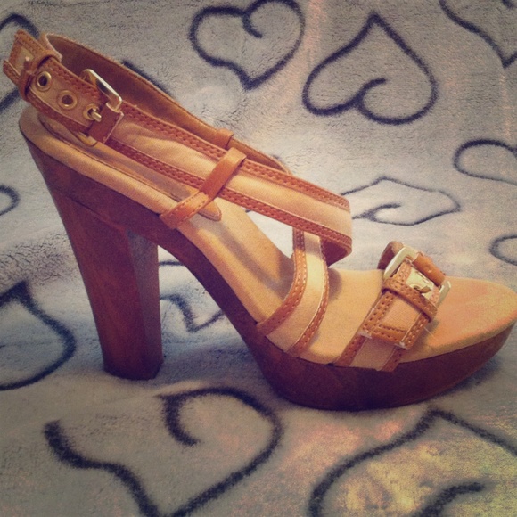 Tan High Heel Strappy Sandals Size 7