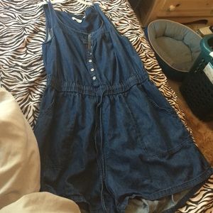 Plus size denim romper