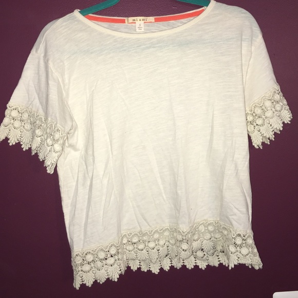 Cream crochet lace shirt