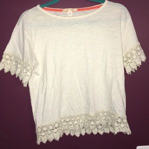 Cream crochet lace shirt