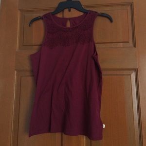 Burgundy Lace Tank Top