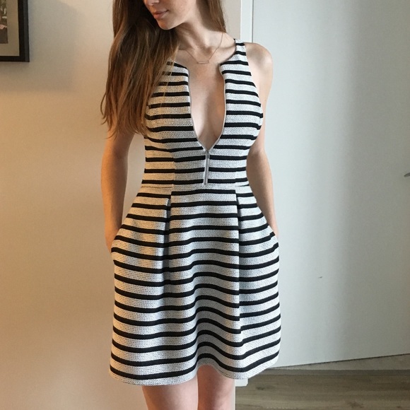 Express Black and White Stripped Dress - Size 2