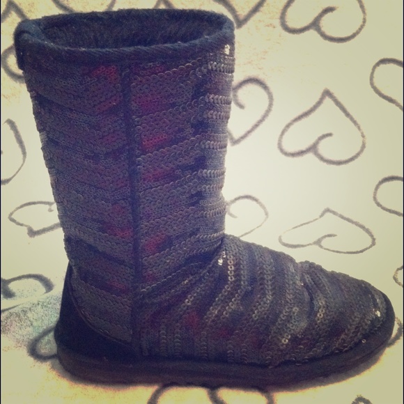 Aeropostale Black Sequin Sherpa Boots Size 8