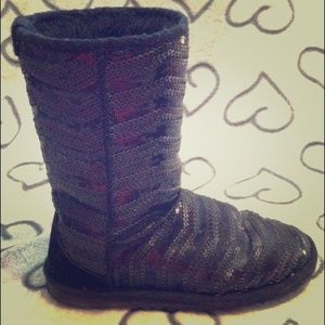Aeropostale Black Sequin Sherpa Boots Size 8