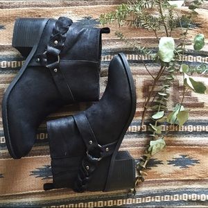 Black Harness Ankle Boots