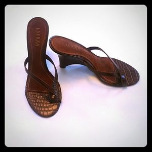 LAUREN Ralph Lauren Leather Wedge Sandal