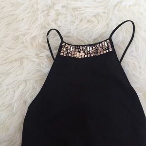H&M black and jeweled halter top