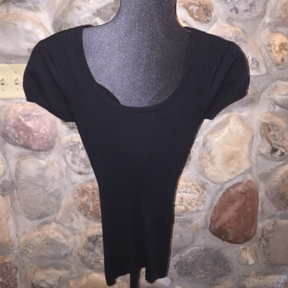 Nice short sleeve, low scoop neck sweater.