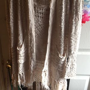 beach see through cream cardigan