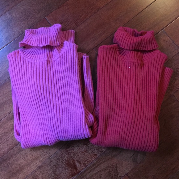 i.e. Relaxed Sweaters - BUNDLE two turtlenecks- pink and red